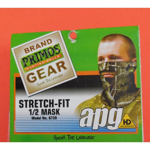 Primos Stretch-Fit Face Mask - 1/2 Mask - Realtree® APG HD